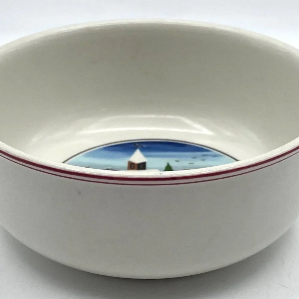 Villeroy & Boch Cereal Bowl Naif Christmas G Laplau Red Trim Soup Salad 5